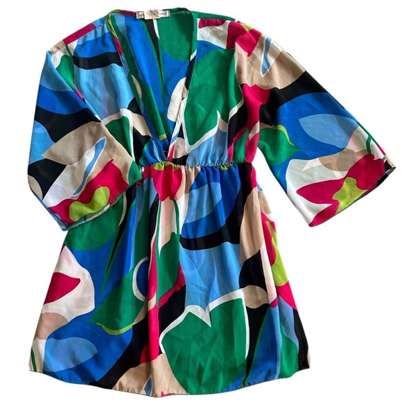 Vintage Tops - Vintage Daniel Benjamin Sheer Novelty Abstract Tunic With Wide Sleeve L